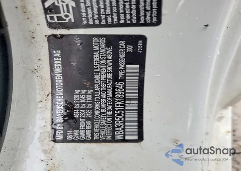 2015 BMW 435 Xi из США, поврежденный, VIN WBA3R5C51FK189646